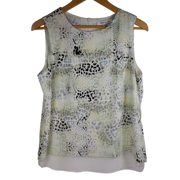 Rose & Olive Tops - Rose + Olive Animal Print Sleeveless Top Medium Abstract Layered Tank Blouse M